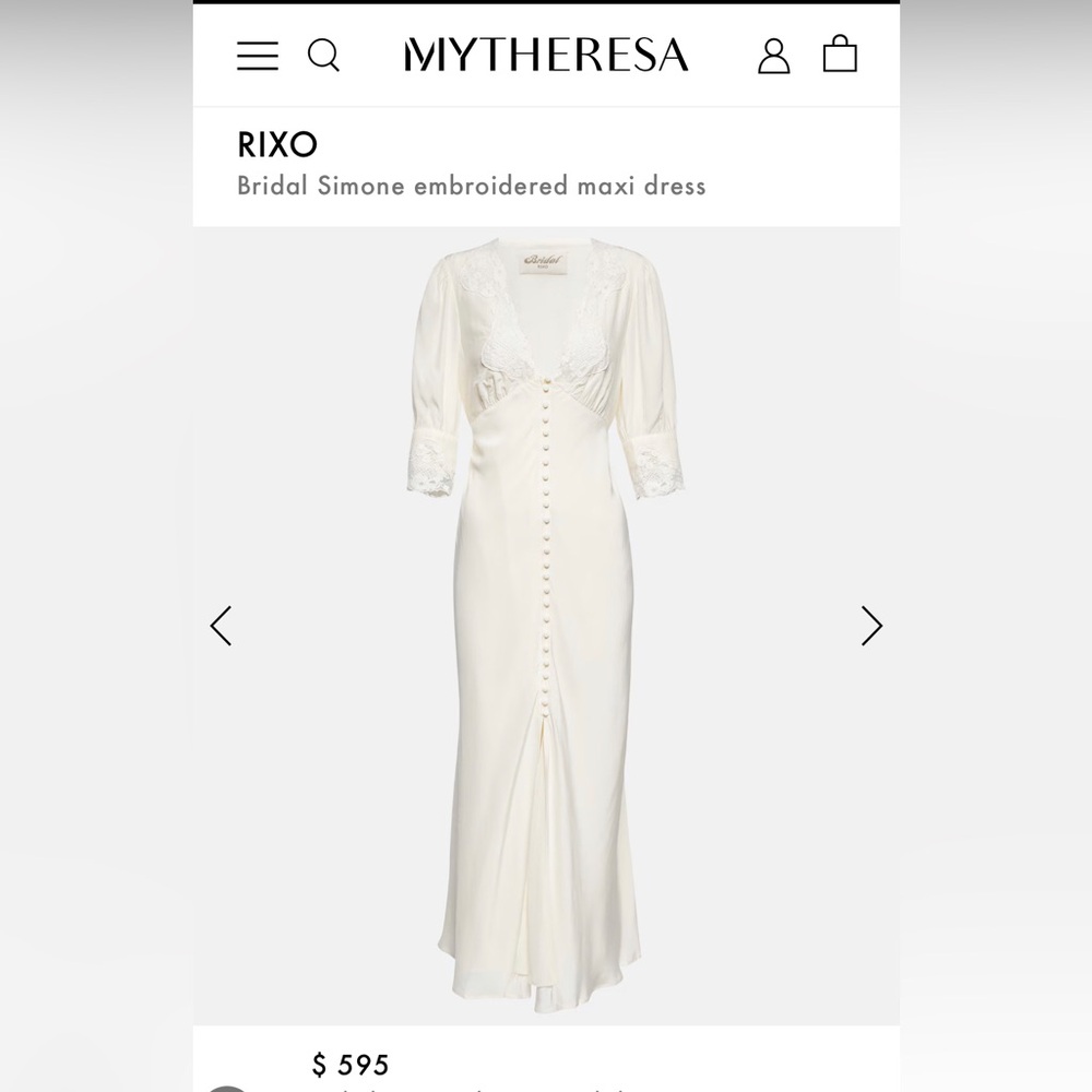 RIXO Bridal ‘Simone” Lace & Embroidered Cream Maxi Dress - Picture 2 of 13